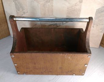 Wooden toolbox, Vintage toolbox, Vintage wooden toolbox, Storage container, Wooden tool box, Old toolbox, Wooden box from 60s