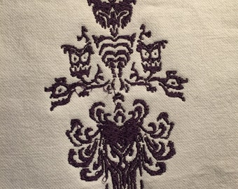 Re-imagined Haunted Mansion Wallpaper Ghouls Embroidery pattern