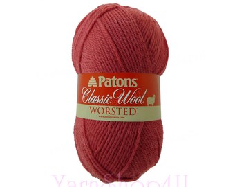 CURRANT, Patons Classic Wool yarn. A coral-ish Medium Worsted Weight 100% Pure New Wool. Great for felting projects. 3.5oz per skein √