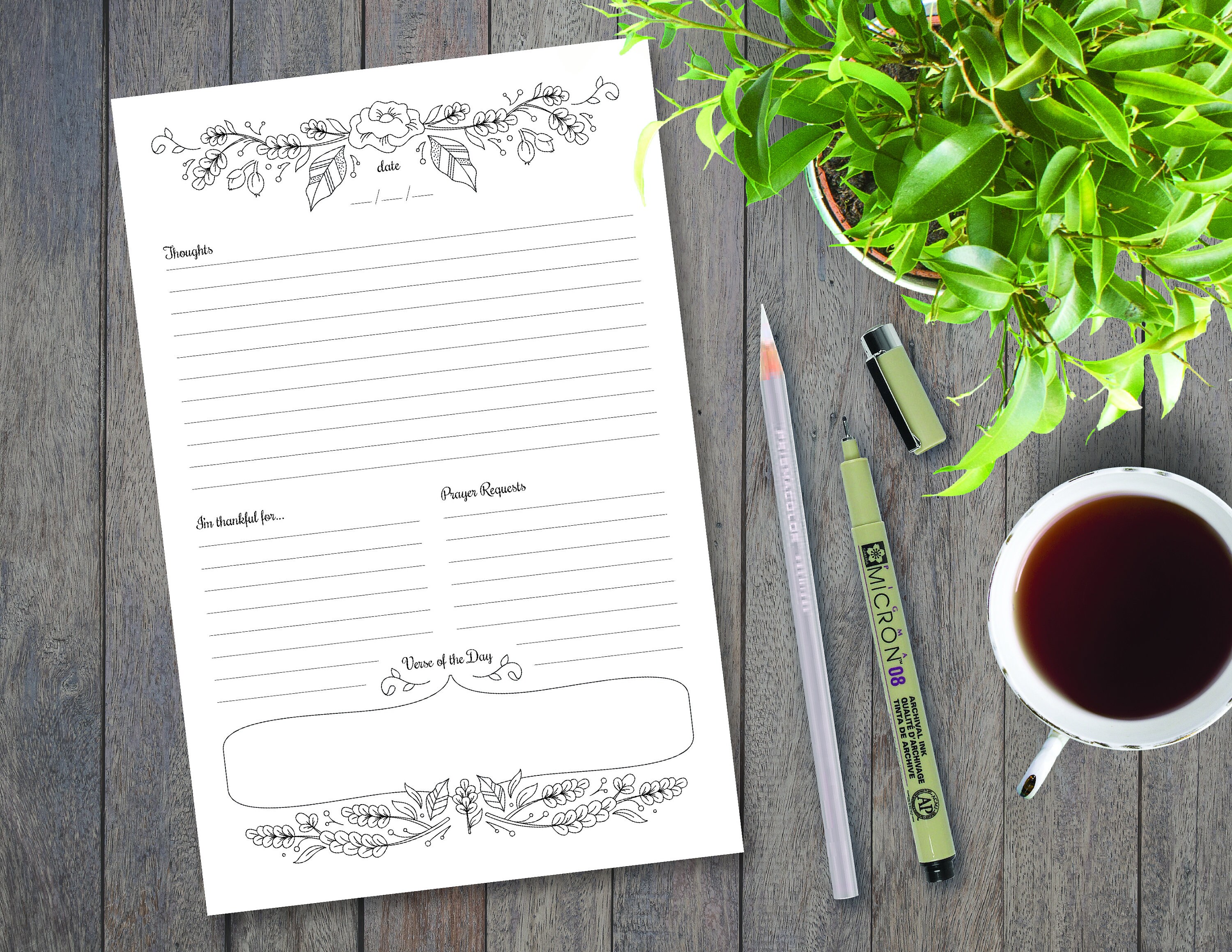 Prayer Journal Printable Daily Devotional Template Bullet