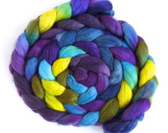 New Day, Finn Wool Roving, Hand Painted Spinning or Felting Fiber