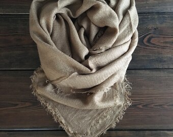 Classic Camel Monogrammed Blanket Scarf