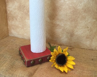 Rustic wood paper towel holder