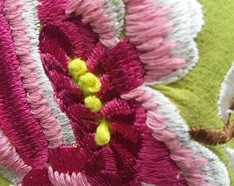 GORGEOUS 90s bias cut 20s style silk dress with piano shawl floral embroidery. Sue Wong
