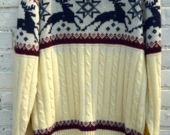 Stags and Stars Sweater/100 % Acrylic/1970's