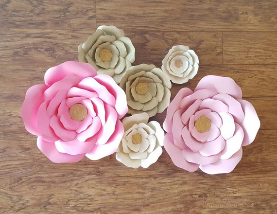 Pink & Gold Giant Paper Flowers Backdrop Pink Paper Flower