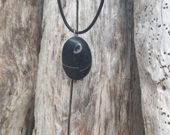 Natural Irish Beach Wishing Stone Pebble Pendant Necklace
