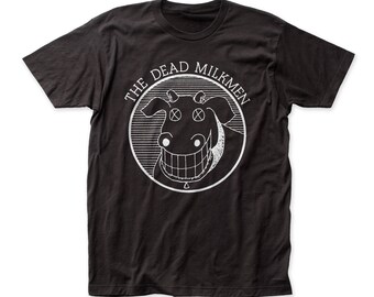 Dead Milkmen Cow Logo Men's Soft Fitted 30/1 Cotton Tee (DM07) Black
