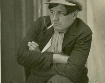 Man smoking cigarette antique photo