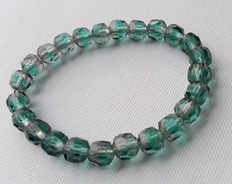 Teal Facetted Vintage German Glass Beads