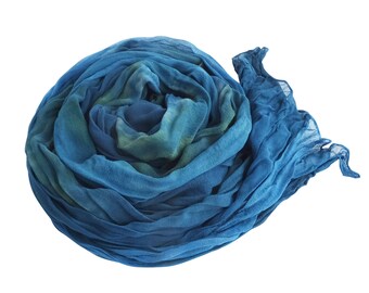 Blue boho scarf, trending now, turquoise silk scarf, teal scarf, scarf blue bohemian, fall boho scarf, scarf for wife, girlfriend scarf
