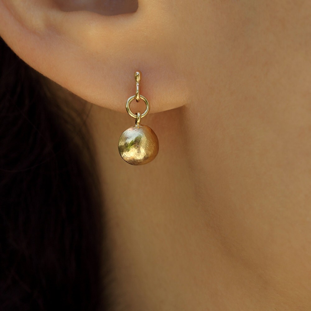 Small gold earrings 14k gold dangle earrings unique gifts