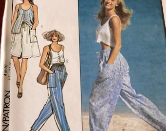 Vintage Style 1750 Misses Sleeveless Top, Shorts and Pants Pattern, Uncut, Size 6-16