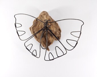 Butterfly Wire Sculpture, Minimal Wire Art, Wire Wall Piece, Wire Tabletop Sculpture, 252498376