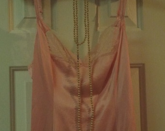 Sweet Lingerie Feminine Pink Lace Slip Undergarment