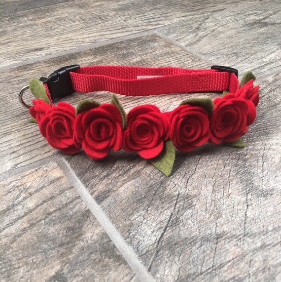 Red Rose Dog collar Pet collars & leash Red Roses Wedding
