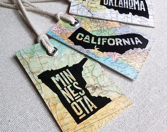 1 Custom state luggage tag made with original maps