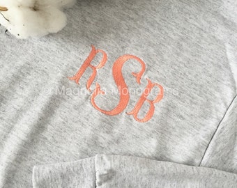 Monogrammed Shirt, Long-sleeve shirt, Monogram Long-Sleeve T-Shirt, Embroidered Shirt, Monogram shirt