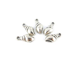 x 10 seashell silver 15x6mm (55 d)