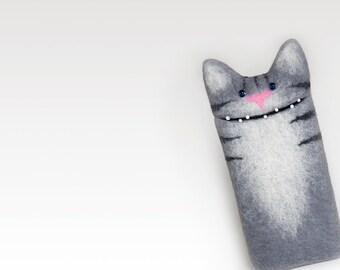 Katzenporträt Hülle für Samsung Galaxy S7, Galaxy S7 Rand, Galaxy S8, Galaxy S8 Plus, Tierportrait, graue Katze-Hülle, personalisierte Geschenke