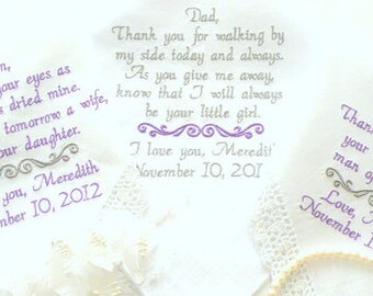 Best Seller, Pinterest Favorite, Embroidered Wedding Hankerchiefs, Wedding Gift, Set of Three By Canyon Embroidery