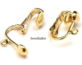 10 Gold Plated Nickel Free Clip On Earring Findings 16mm ~ Quality Findings For Jewellery Making