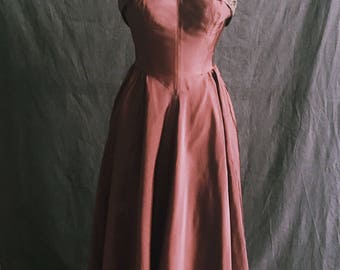 1950s Vintage Copper Strapless Gown