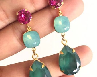 Mimi earrings blue and fuchsia