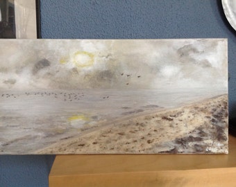 Beach, landscape, acrylic painting canvas