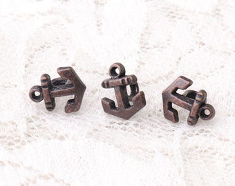 anchor buttons 10pcs 9*6.5*7mm metal buttons vintage tiny buttons copper buttons navy buttons