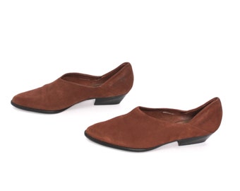 size 6 CHELSEA brown leather 80s 90s WESTERN MINIMAL slip on ankle boots