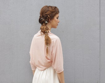 Blush shawl, pink bridal shrug, blush clothing, wedding bolero, wedding sleeves, rose shawl, shawls and wraps, blush pink bolero