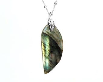 Labradorite Necklace in Sterling Silver - Sterling Labradorite Jewelry