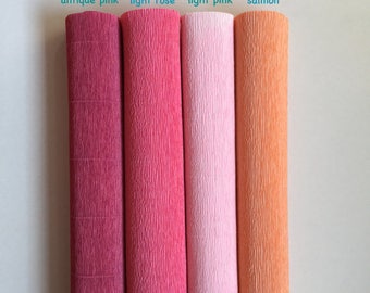160g German floristic crepe paper (Floristenkrepp) - antique pink, light rose, light pink, salmon. Quality made in Germany.