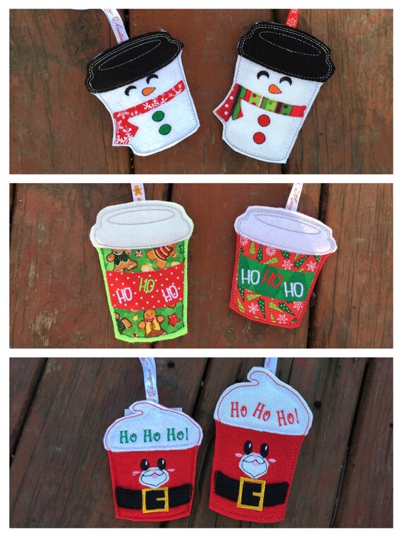 Set of 3 In the hoop Holiday Gift Card Holder Ornaments