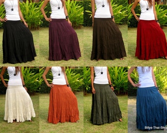 Cotton Maxi Skirt * Elastic Smocked Waist * Boho Skirt * Long Skirts for Women * Long Hippie Skirt * Bohemian Skirt * Free Shipping * SL