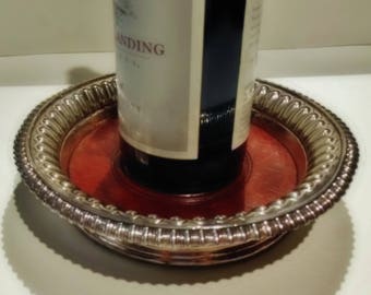 Sterling Silver Wine Coaster with wooden bottom. Handcrafted in the USA.