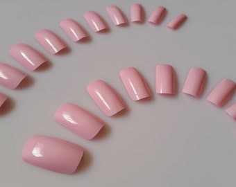 20 Pink Nails - Press on Nails - Glue on Nails - Pink Nails - Medium Long Pink Nails