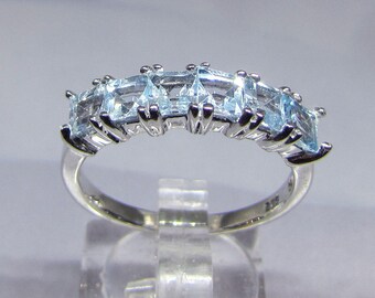 Ring Blue Topaz stones on silver size 54