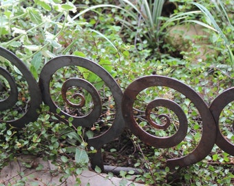RUSTED SALE!!!! 5.5" Alternate Spiral Garden Stake, Steel Garden decor, planter edge, Garden edging
