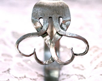 Fork Bracelet - Double Heart Design with Twisted Handle