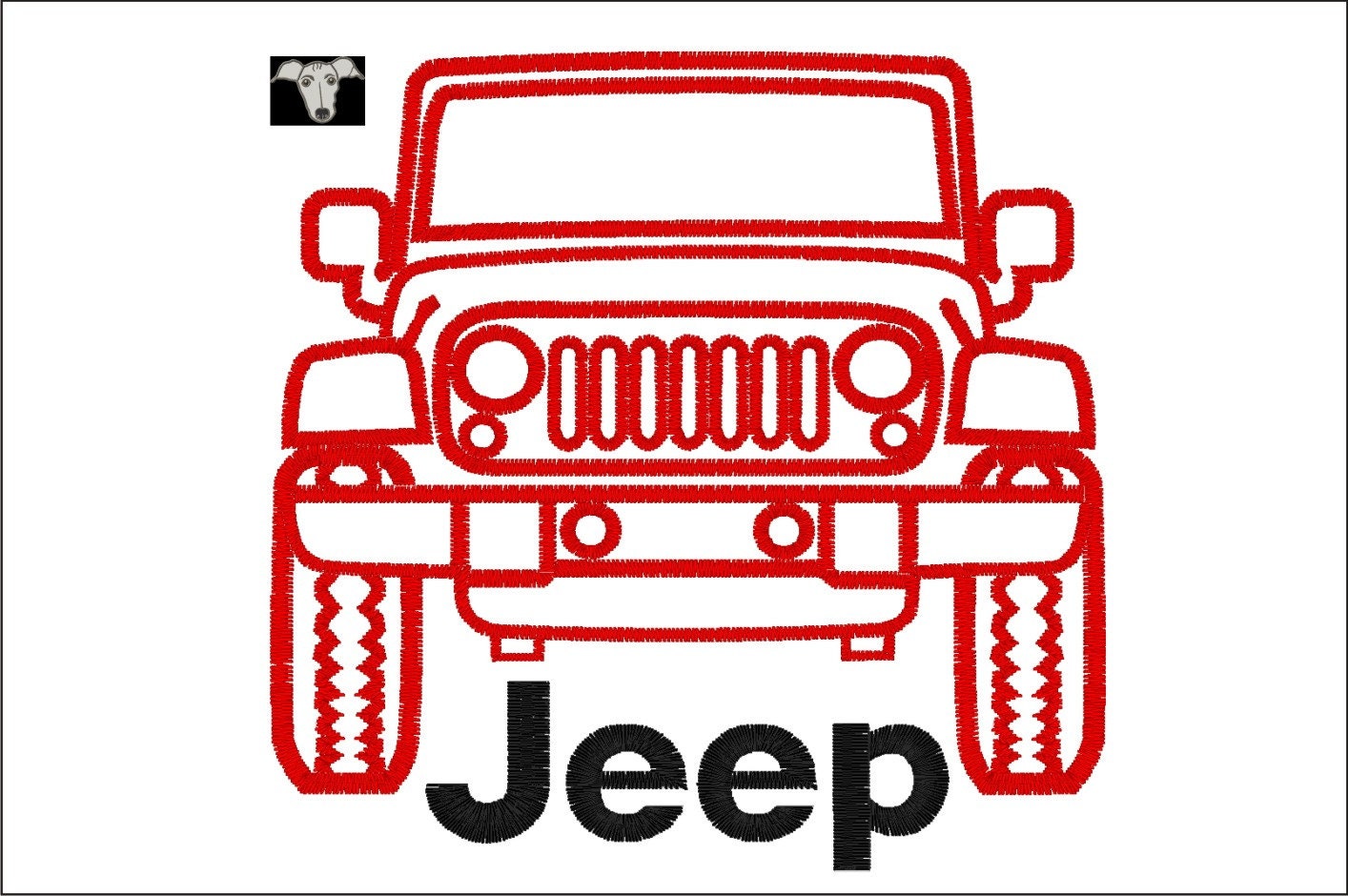 Jeep Embroidery Design in 6 sizes