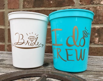 I Do Crew Cups | Bachelorette Party Cups 16 0z | Bridal Party Stadium Cups | Robbin Egg Blue I Do Crew Cup ON SALE!!!