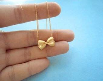 Cute, Pasta, Farfalle, Ribbon, Gold, Silver, Rose gold, Necklace, Birthday, Friendship, Mom, Sister, Gift, Jewelry