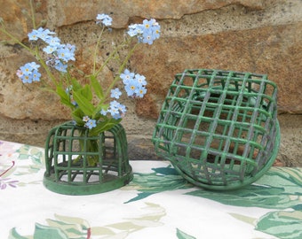 One Cage Shaped Flower Frog Green Dazey Flower Holder no. 2 or no. 3 Shabby Metal Flower Arranging Tool Desk Caddy Pen Pencil Holder