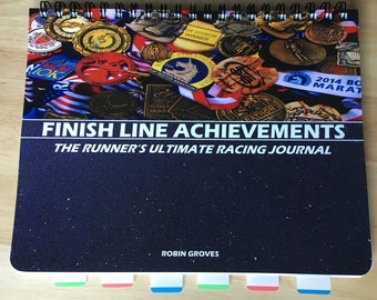 Running Racing Journal Finish Line Achievements, marathon, half. Sale-Buy 2 get 1 free! Perfect gift for your favorite runner! Ships Free!