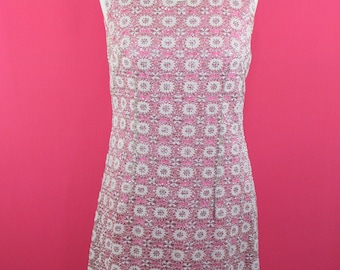 Glitter Glam Sparkling Lurex 60s Mod Dress Silver Pink Shift Dress