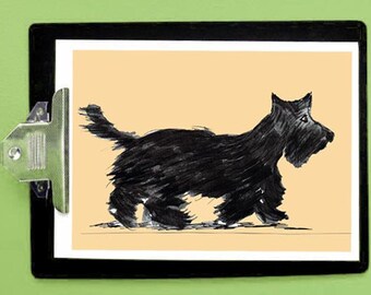 Scottish terrier - scottie - scottie dogs - scottie dog- art print - Black scottie - watercolor - dog art - dog poster art - rustic dog