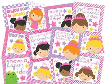 school lunch box notes printable digital - Princess Lunch Box Notes Printable