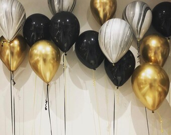 Chrome Gold, Black Agate, Onyx Black set - Graduation Balloons